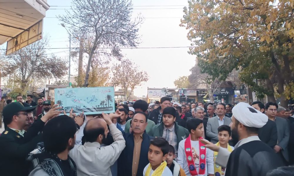 آیین استقبال و تشییع پیکر مطهر شهید گمنام دوران هشت سال دفاع مقدس در شهرستان جوین
